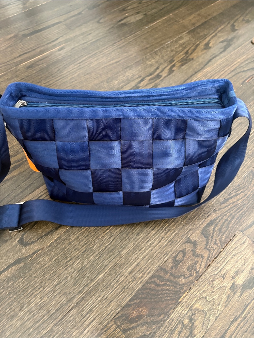 Navy Blue Woven Messenger Bag - Salvage Indigo NWT - Picture 13 of 14
